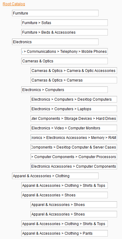 Categories are set up
